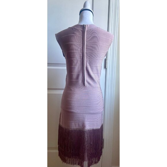 Venus Taupe Bandage Fringe Dress - Picture 3 of 9
